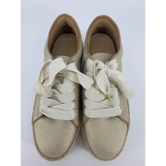 Nine West Evie Gold Platform Sneakers Size 7 - Picture 2 of 4